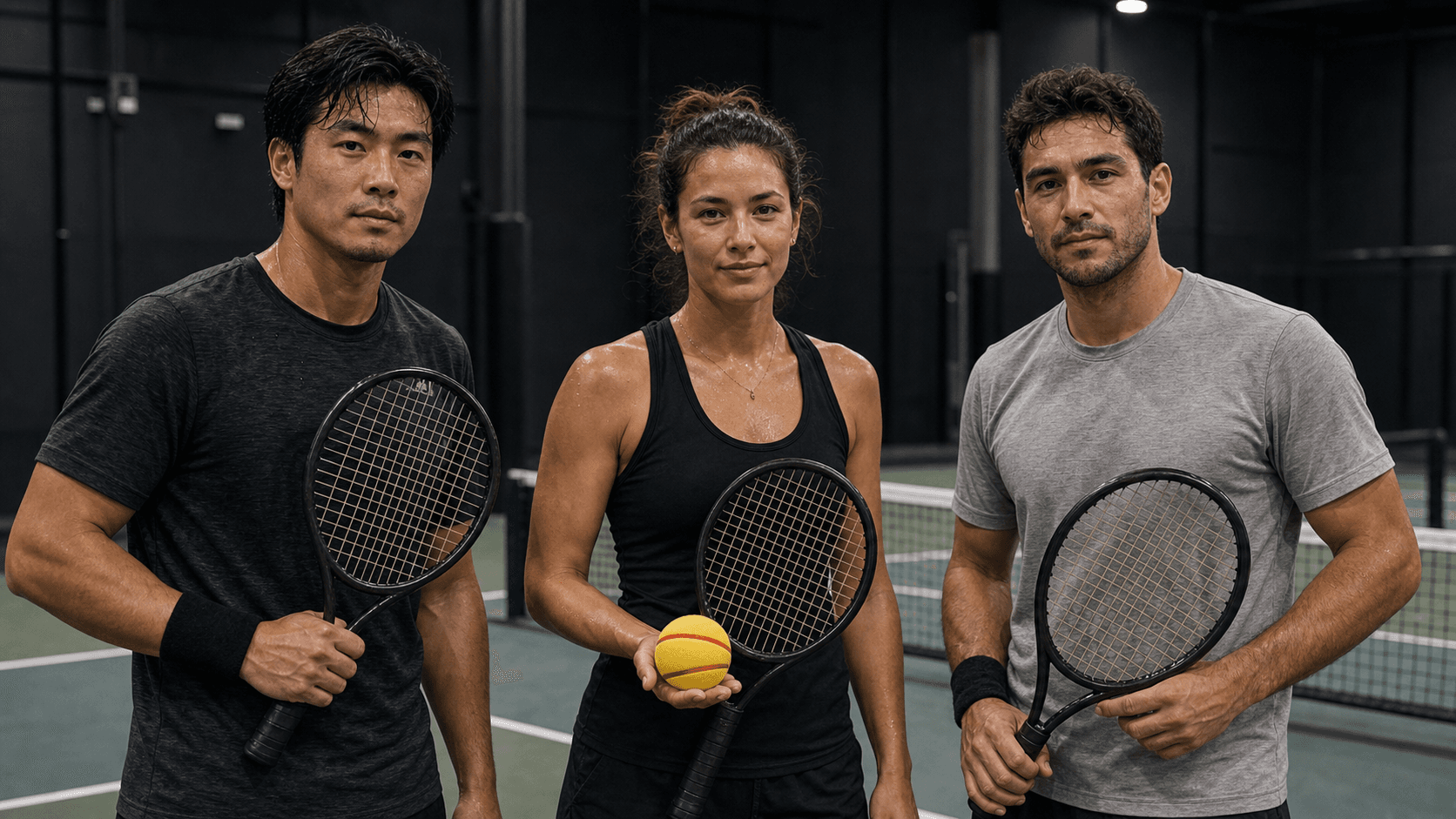 Two TYPTI players stand side by side on court, rackets in hand, looking toward the camera.